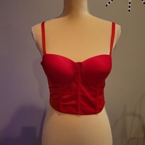 Red Longline Bustier Bra Top